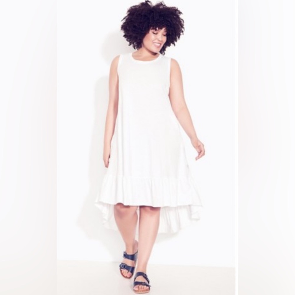 Zim & Zoe ruffle trim high low cotton dress nwt